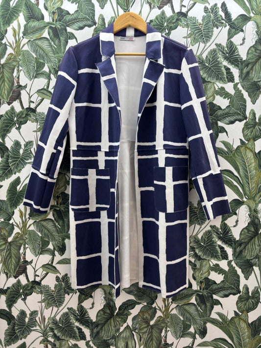 made in Italy Damen - Blazer lang M Blau und Weiß