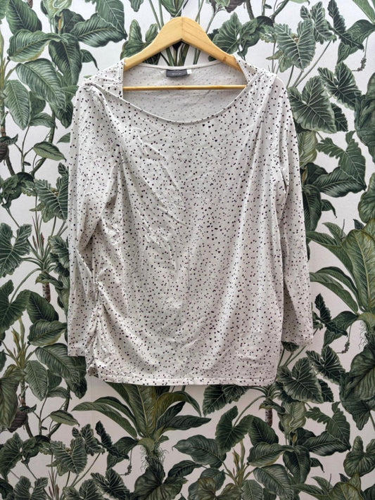 C&A Damen - Top L Weiß mit schwarzen Punkten