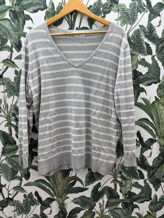 C&A Damen - Pullover XL Grau und Weiß
