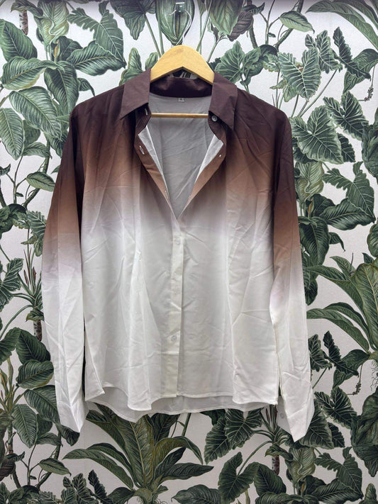 Unbekannt Damen - Bluse XL Braun und Creme