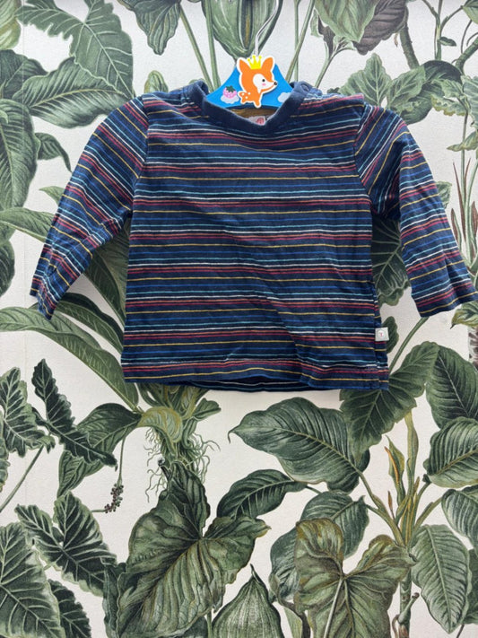 Liegelind Baby Junge - Shirt lang 62-68 Dunkelblau mit bunten Streifen
