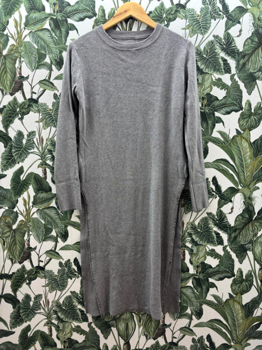 Damen - long Pullover L Grau