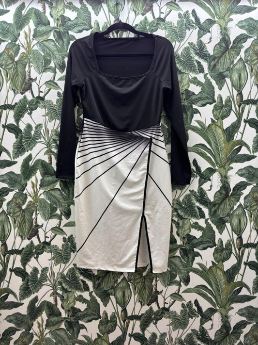 Damen - Kleid L Schwarz und Weiß