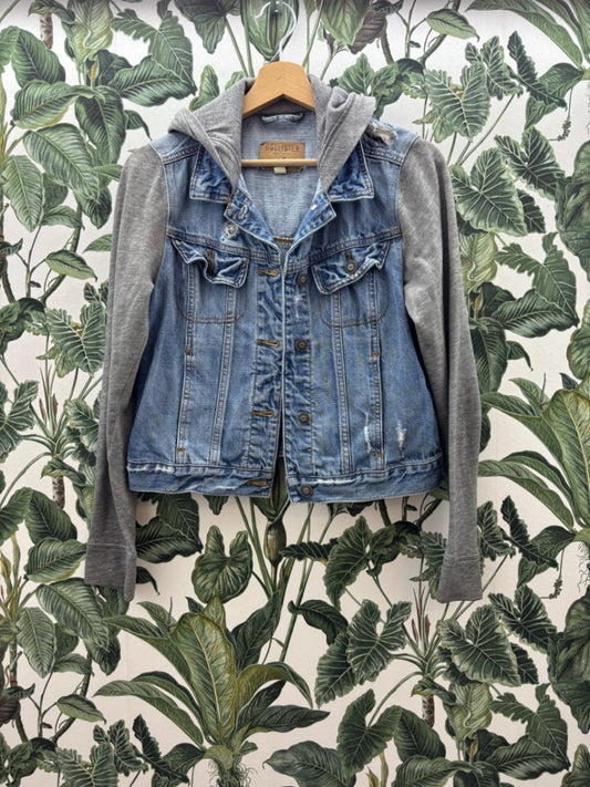 Hollister Damen - Jeansjacke M Grau und Blau