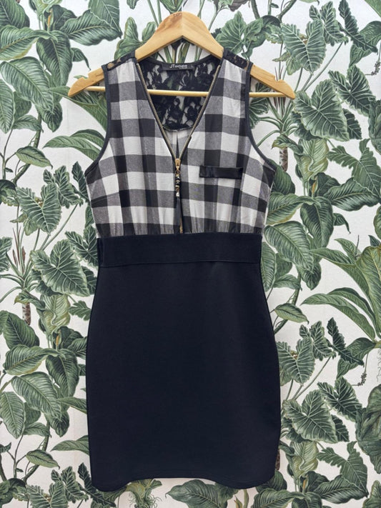 J.T. Exclusive Damen - Minikleid L Schwarz, Grau, Weiß