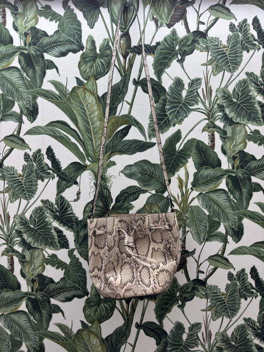 H&M Handtasche Beige mit Signtyp, braunen und schwarzen Mustern