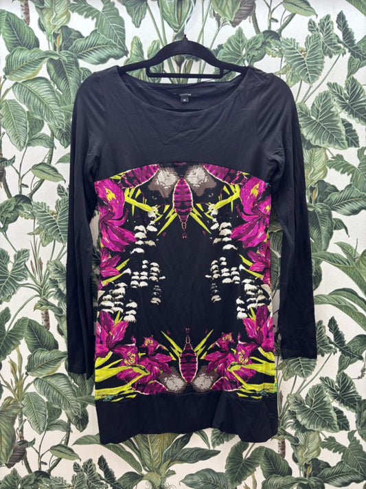 Comma Damen - Kleid S Schwarz, Bunt