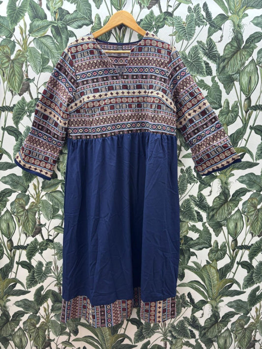 Shein Damen - Kleid 2XL Blau und bunt mit Mustern