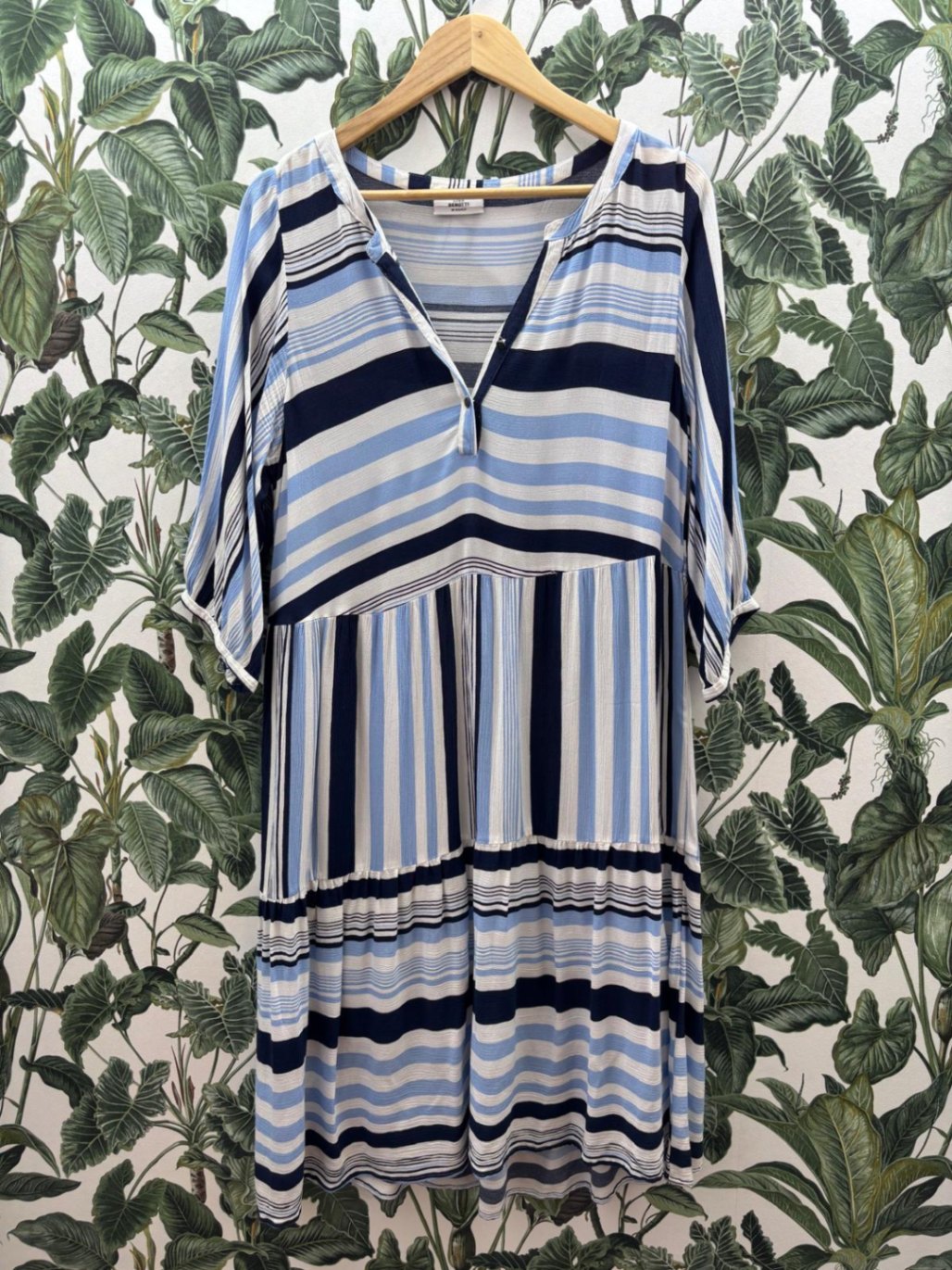 Gina Benotti Kleid M-L Blau, Weiß, Schwarz