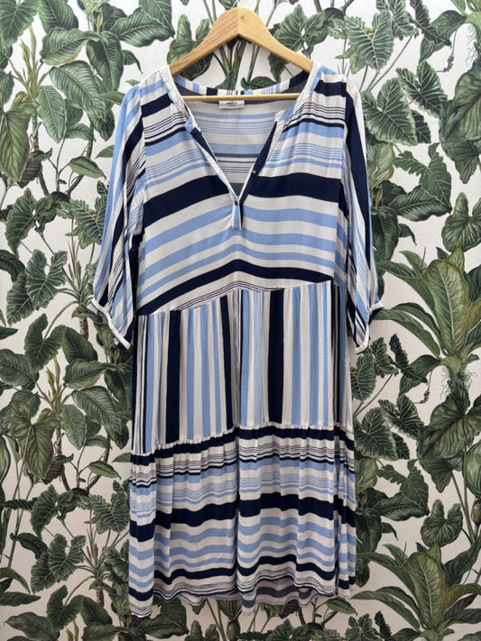 Gina Benotti Kleid M-L Blau, Weiß, Schwarz