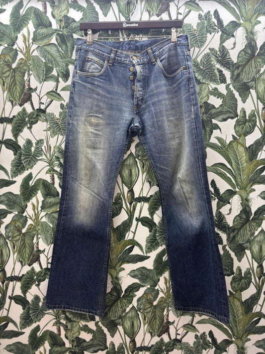 Lee Jeans W43-L32 Blau mit ausgewaschenen Akzenten und leichten Rissen