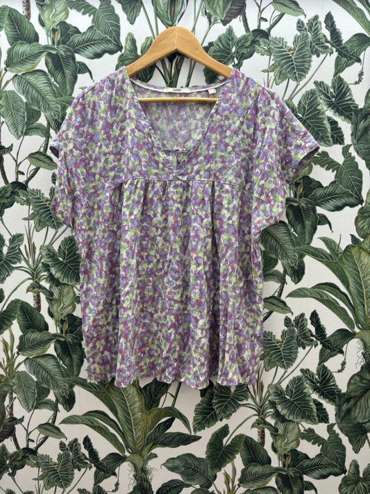 Esprit Bluse L Lila, Grün, Grau