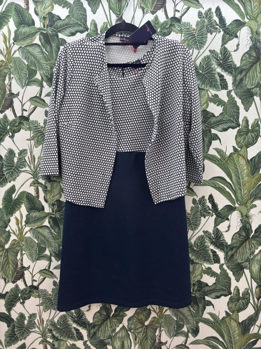 Via Cortesa Kleid mit Blazer XL Schwarz und Weiß