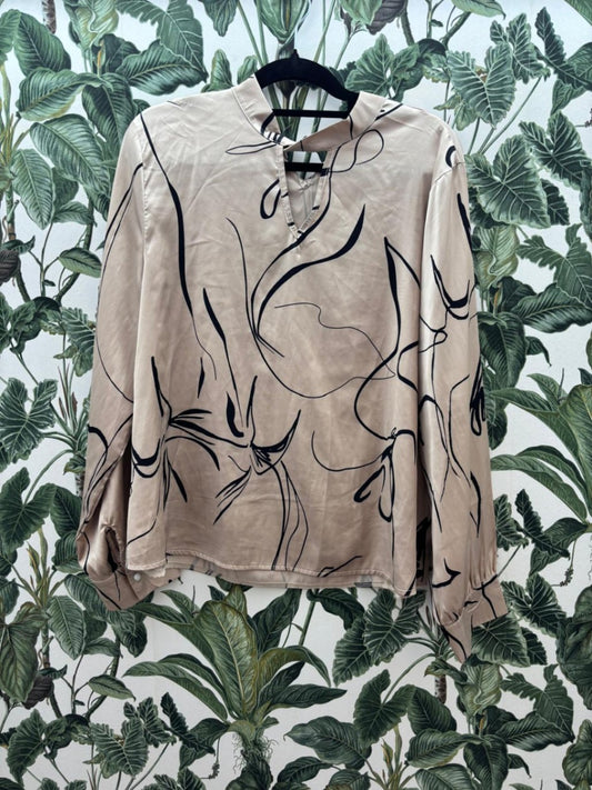Bluse XL Beige mit Schwarz