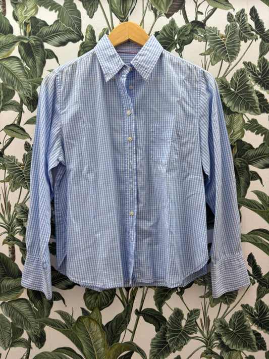 Stanfield karierte langarm Bluse M Blau und Weiß