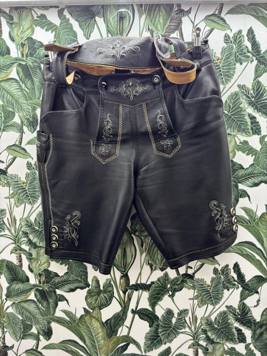 Damen Lederhose M Schwarz