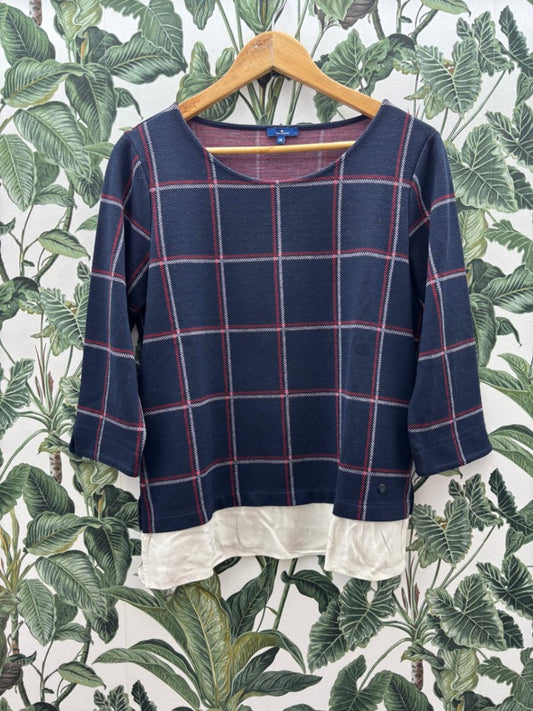 Tom Tailor Top M Blau mit rotem und weißen Karo-Muster