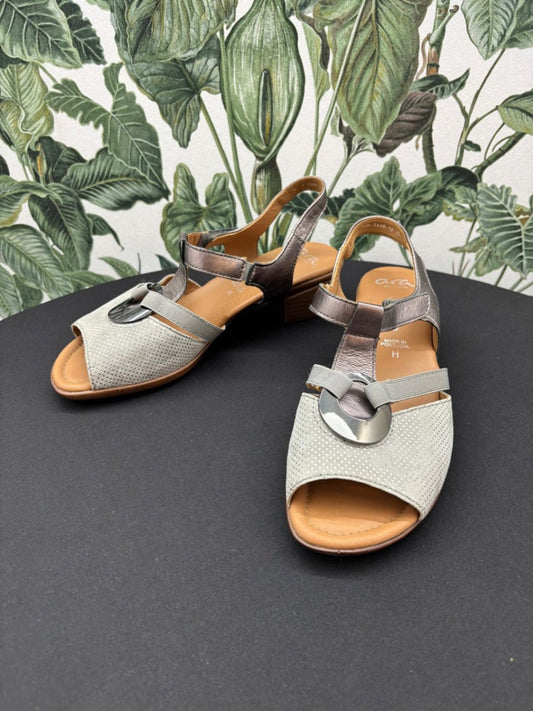 ara Sandalen 39 Beige, Braun, Silber