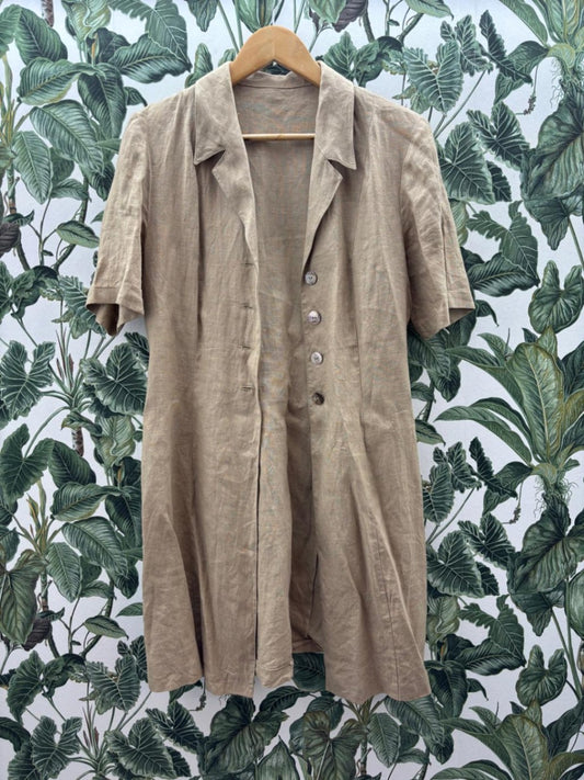 100% Leinen Kleid+ Bluse M Beige
