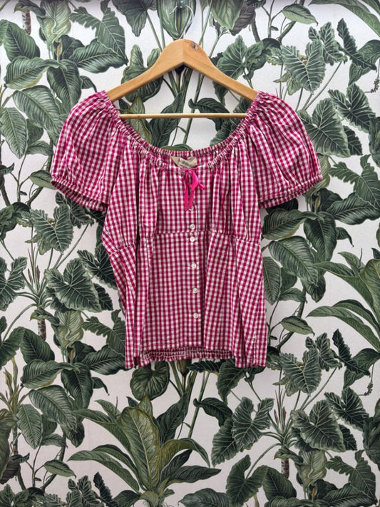 Der Wildschütz Trachtenbluse XL Rot und Weiß