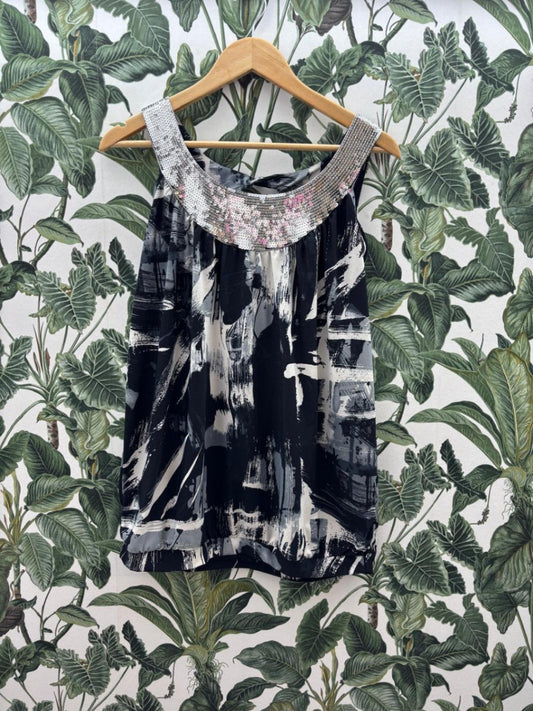 Top L-XL Schwarz, Weiß, Pink