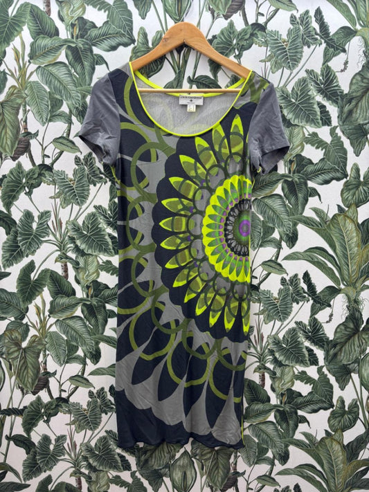 Kleid S Grau, Schwarz, Neon-Gelb, Lila