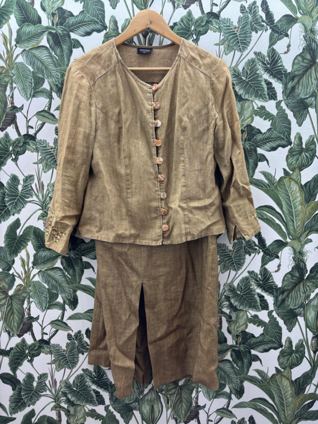 100% Leinen Kleid+ Bluse M Beige
