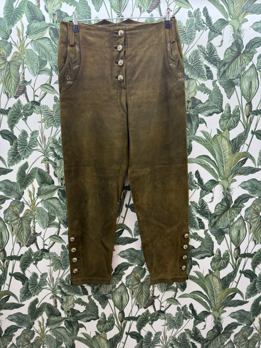 Banjara Damen Lederhose 2XL Braungrün