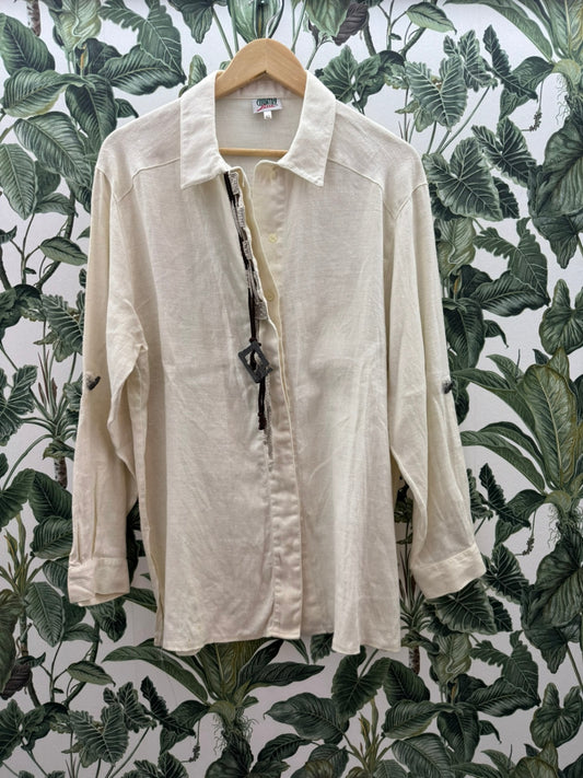 Country Line 100% Leinen Bluse XL Creme