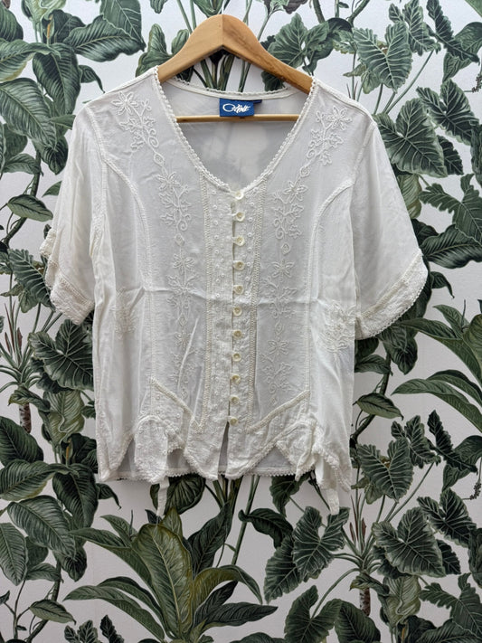Celine Trachtenbluse XL Weiß
