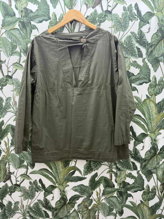 Stella Milani 100% Baumwolle Top XL Olivgrün