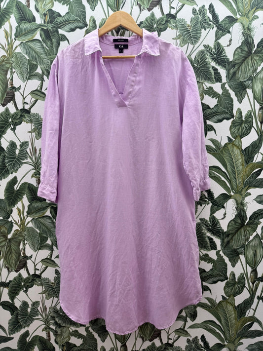 C&A 100% Leinen Kleid 2XL Lila