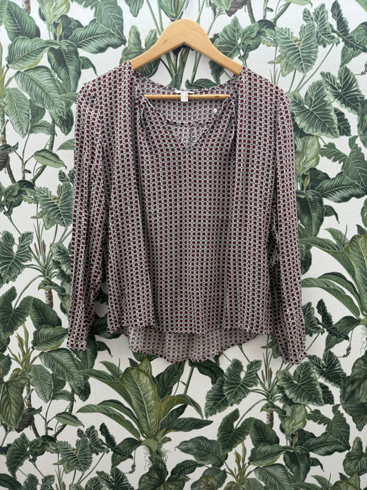 Esprit Bluse S Bordeauxrot und Weiß