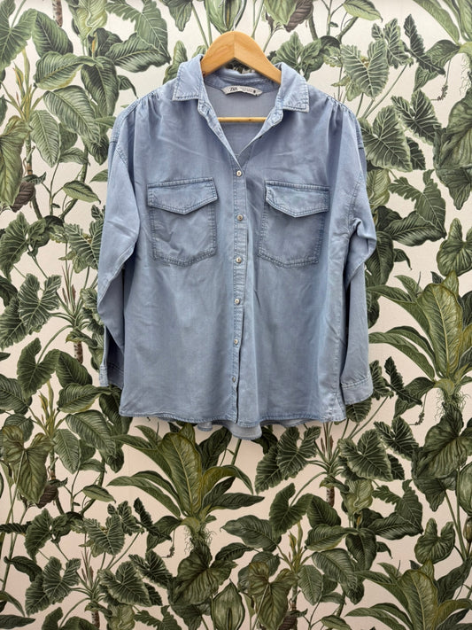 Zara Jeansbluse M Hellblau
