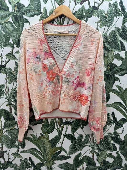 TWINSET Weste M Hellrosa mit floralen Mustern