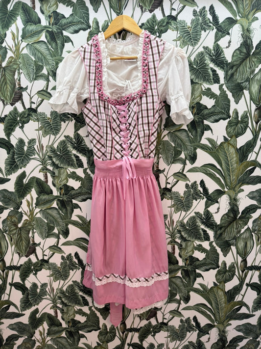 Country Line Dirndl mit Bluse Weiß, Rosa, Braun