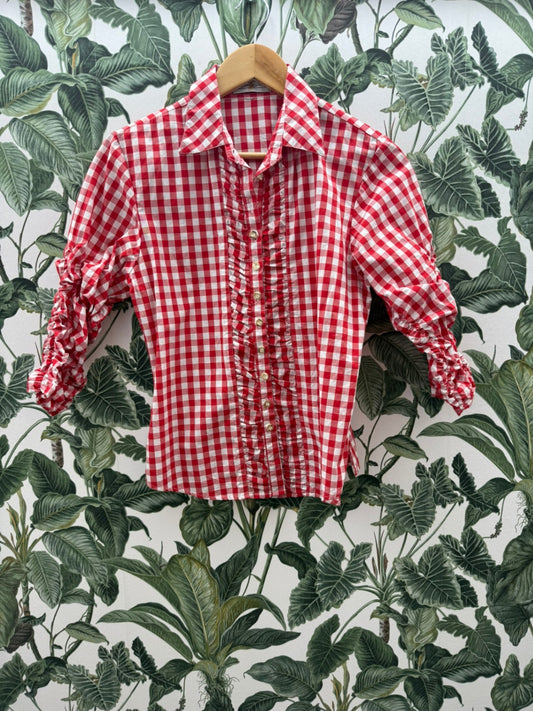 Almsach Trachtenbluse M Rot und Weiß