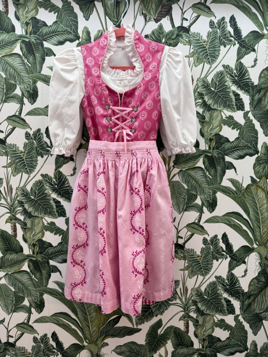 Turi Landhaus Kinderdirndl+Bluse 116 Rosa und Weiß