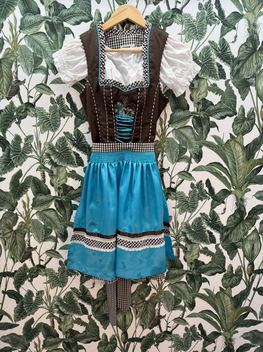 Country Line Dirndl mit Bluse XS-S Blau, Weiß, Schwarz