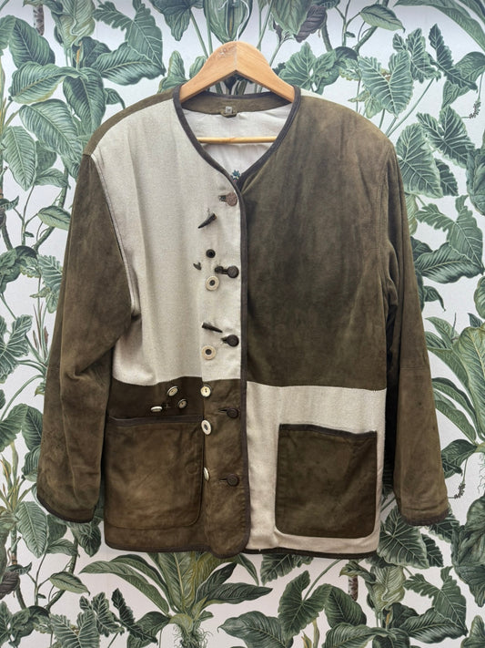 Nockstein Trachten Damen Trachtenjacke M Mehrfarbig (Beige und Olivgrün)