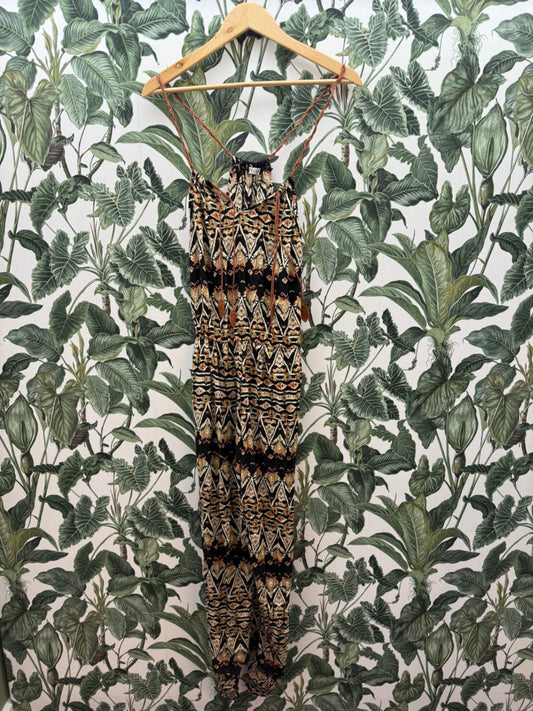 Jumpsuit S-M Mehrfarbig mit Schwarz, Braun, Beige
