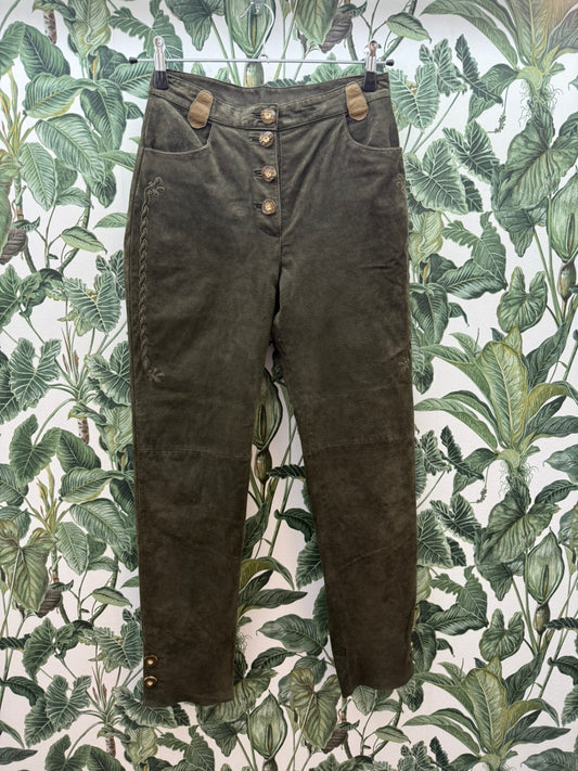 Landhausmode Damen Trachtenlederhose M Olivgrün
