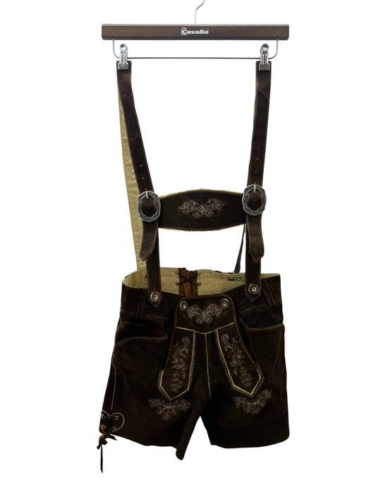 Country Line Damen Trachtenlederhose XXS Dunkelbraun und Beige