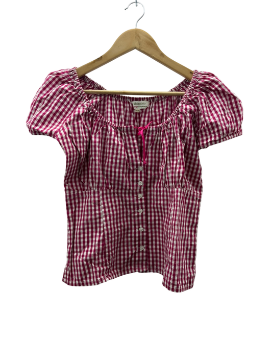 Der Wildschütz Trachtenbluse S-M Rot und Weiß