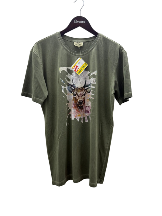 Wild & Wald Herren Hirsch T-Shirt M Olivgrün