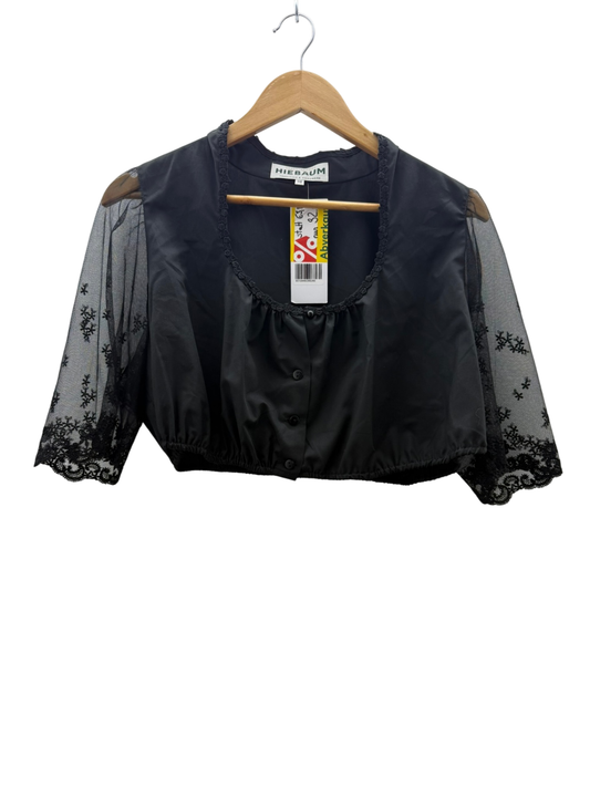 Hiebaum Trachten Spitzenbluse 4XL Schwarz