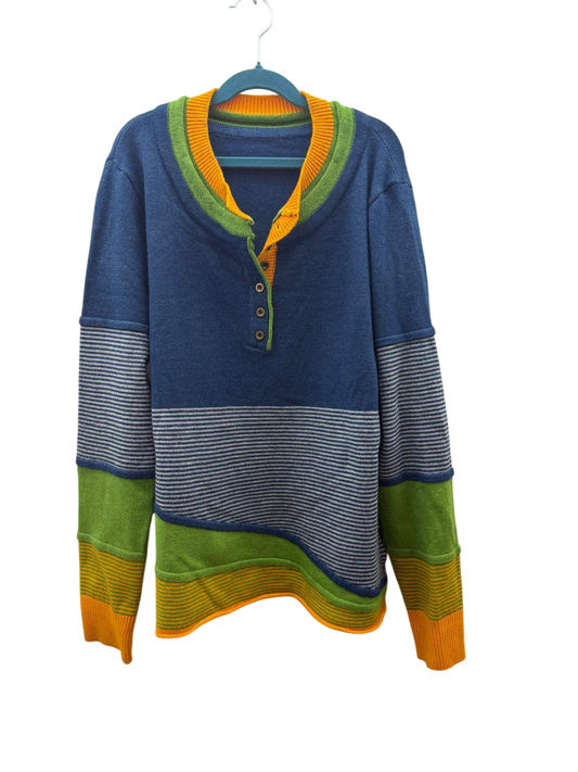 Pullover M Blau, Grün, Orange, Grau