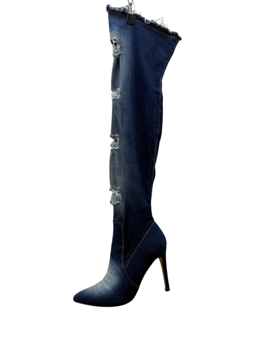 Denim Overknee Stiefel 40 Dunkelblau