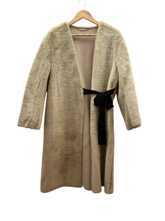 H&M Kunstfell Mantel S Beige