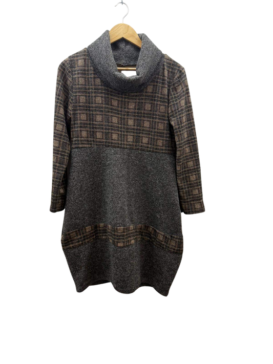 Kleid M-L Braun, Grau, Schwarz